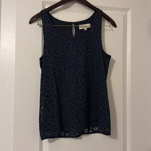 Loft size S black lace tank with back button closure